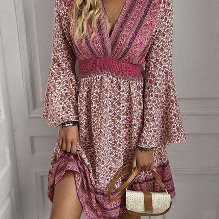 Boho Chic Long Sleeve Flowy Maxi Dress - Stylish Women's Dress for All Occasions - Très Elite