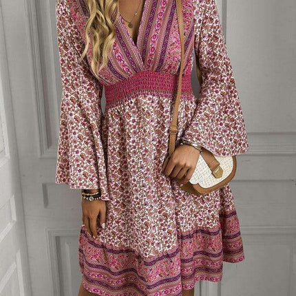Boho Chic Long Sleeve Flowy Maxi Dress - Stylish Women's Dress for All Occasions - Très Elite