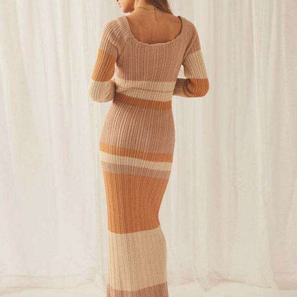 Boho Chic Off-Shoulder Striped Knit Dress - Essential Summer Wardrobe Piece - Très Elite