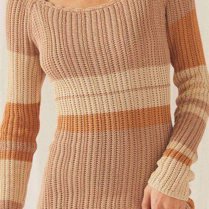 Boho Chic Off-Shoulder Striped Knit Dress - Essential Summer Wardrobe Piece - Très Elite