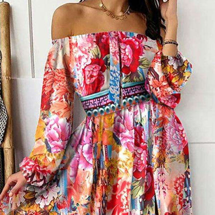 Boho-Chic One-Shoulder Maxi Dress with Elegant Side Slits - Très Elite