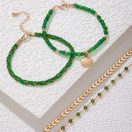 Boho Chic Shell and Bead Layered Anklet - Trendy Foot Jewelry for Effortless Summer Style - Très Elite