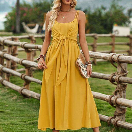 Boho Chic Viscose Suspender Dress - Effortless Ranch Style Elegance - Très Elite