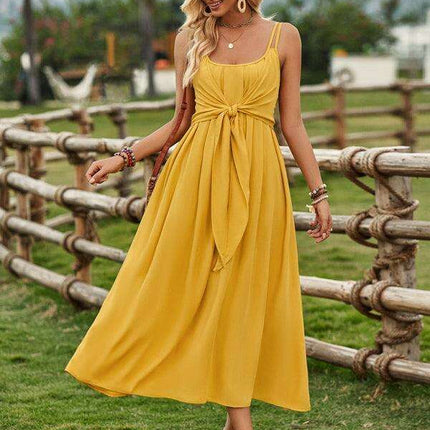 Boho Chic Viscose Suspender Dress - Effortless Ranch Style Elegance - Très Elite