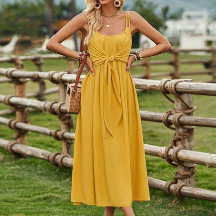 Boho Chic Viscose Suspender Dress - Effortless Ranch Style Elegance - Très Elite