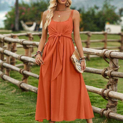 Boho Chic Viscose Suspender Dress - Effortless Ranch Style Elegance - Très Elite