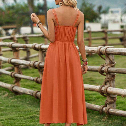 Boho Chic Viscose Suspender Dress - Effortless Ranch Style Elegance - Très Elite