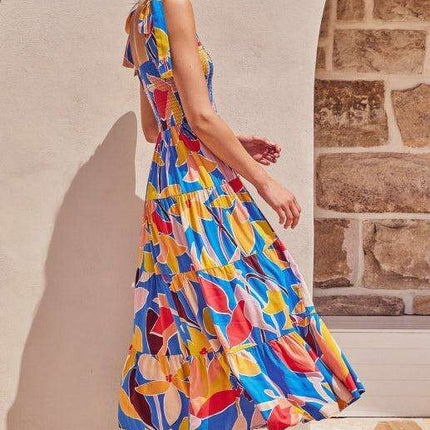Boho Vibes Sleeveless Maxi Dress with Pop Print - Très Elite