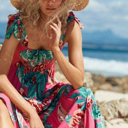 Boho Vibes Sleeveless Maxi Dress with Pop Print - Très Elite