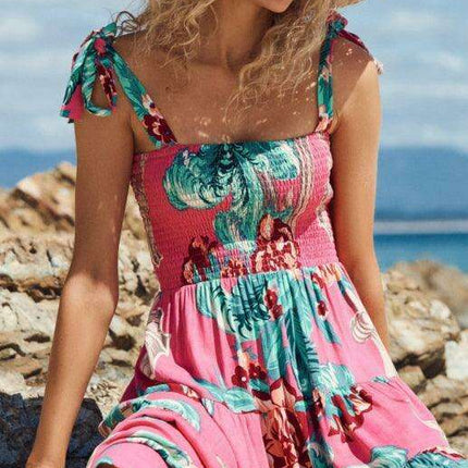 Boho Vibes Sleeveless Maxi Dress with Pop Print