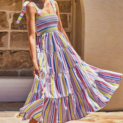 Boho Vibes Sleeveless Maxi Dress with Pop Print
