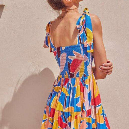 Boho Vibes Sleeveless Maxi Dress with Pop Print - Très Elite