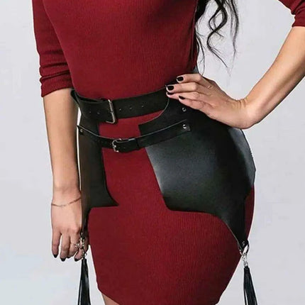 Bold Statement Leather Harness Skirt for Women - Trendsetting Urban Fashion Essential - Très Elite