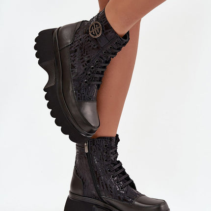 Artiker Womens Leather Boots 222518 Lace Up Zipper Platform - Très Elite
