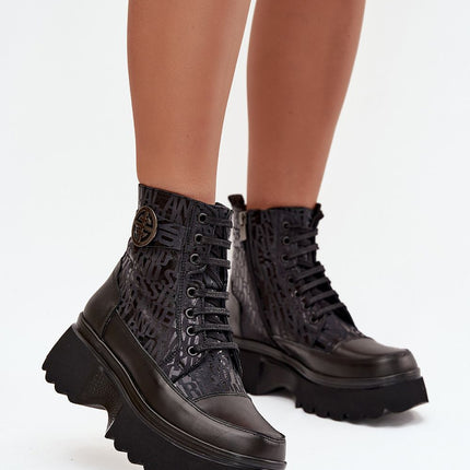 Artiker Womens Leather Boots 222518 Lace Up Zipper Platform - Très Elite