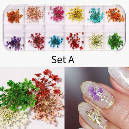 Botanical Beauty Nail Art Set with Dried Floral Accents and Sparkling Rhinestones- Très Elite- Très Elite