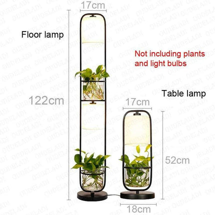 Botanical Elegance: Chic Table and Standing Lamp Set..