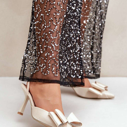 Bow Accent Women’s High Heels – Elegant Textile Stiletto - Très Elite