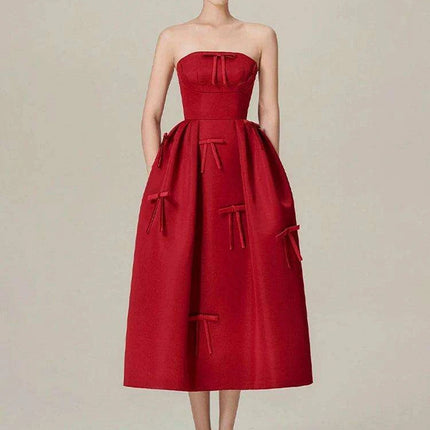 Bowknot Strapless Backless High Waist Summer Evening Dress for Women - Très Elite