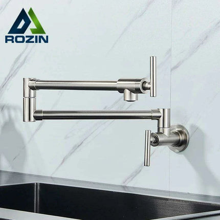 Brass Pot Filler Faucet with Flexible Swing Arm and Dual Joint Spout - Elevate Your Cooking Experience..