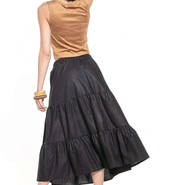 Breathable Cotton Blend Maxi Skirt with Stretchy Waistband for Everyday Wear
