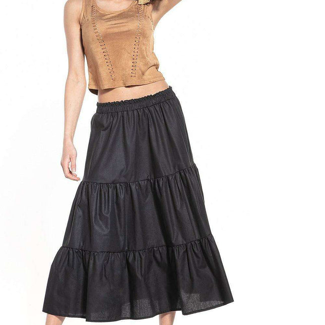 Breathable Cotton Blend Maxi Skirt with Stretchy Waistband for Everyday Wear