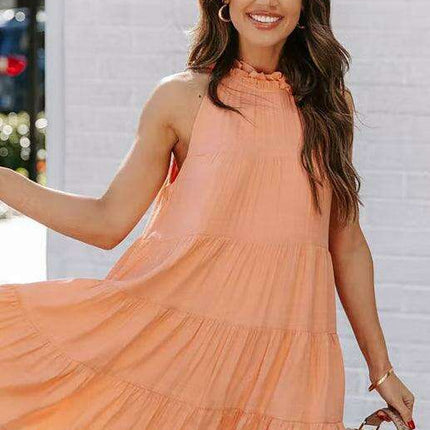 Breathable Sleeveless Round Neck Cotton Dress for Women in Chic Solid Colors - Très Elite