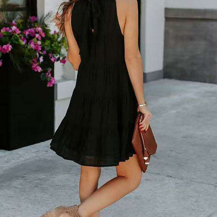 Breathable Sleeveless Round Neck Cotton Dress for Women in Chic Solid Colors - Très Elite