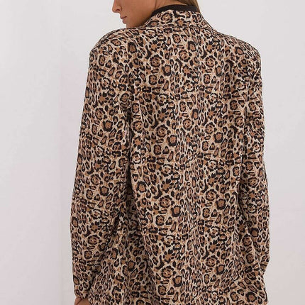 Brown Animal Motif Women Blazer Jacket Model 199965 - Très Elite