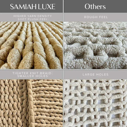 Brown Boho Chunky Vegan Chenille Knit Throw Blanket - Cozy Polyester Blend - Très Elite