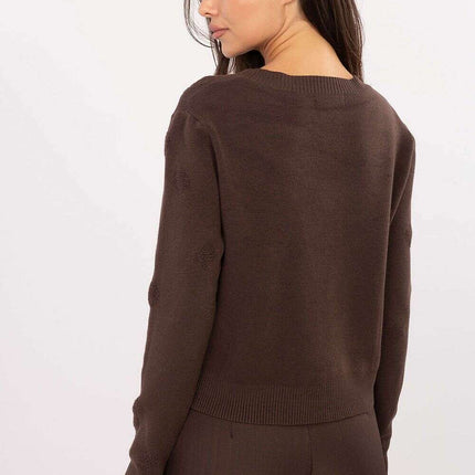Brown Cardigan 216677 For Women Viscose Polyester Nylon - Très Elite