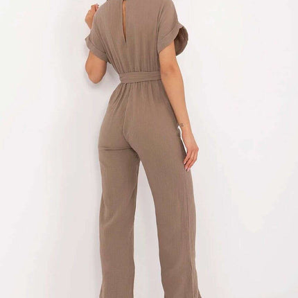 Brown Cotton Jumpsuit 213066 for Everyday Workwear Plus - Très Elite