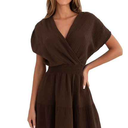 Brown Day Dress 213834 Lightweight Cotton Muslin Dress - Très Elite