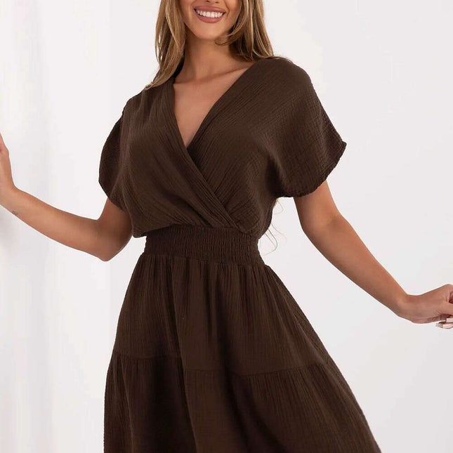 Brown Day Dress 213834 Lightweight Cotton Muslin Dress