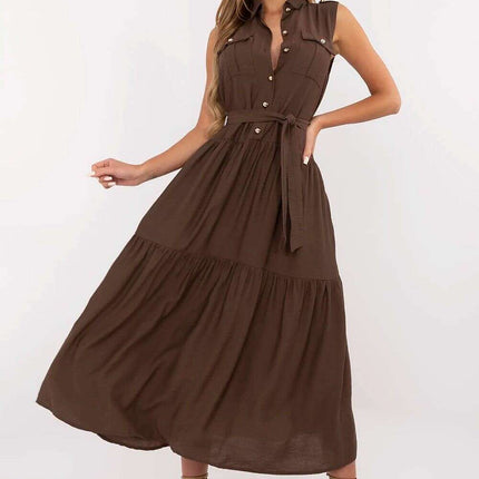 Brown Day Dress Maxi Model 214034 Flared Silhouette - Très Elite