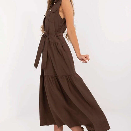 Brown Day Dress Maxi Model 214034 Flared Silhouette - Très Elite
