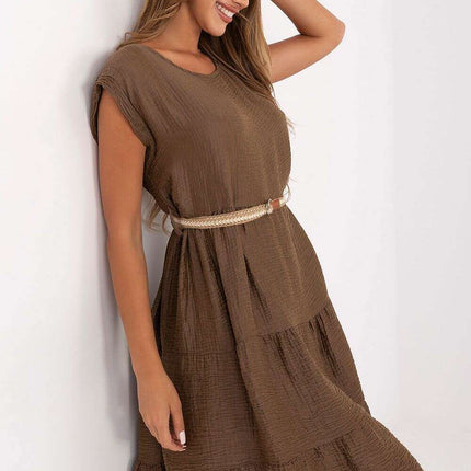 Brown Daydress 215410 Lightweight Summer Muslin Dress - Très Elite