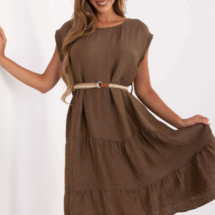Brown Daydress 215410 Lightweight Summer Muslin Dress - Très Elite