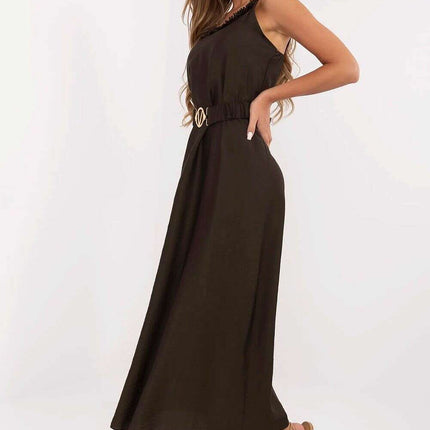 Brown Daydress Maxi Dress For Warm Days In Breathable Viscose - Très Elite