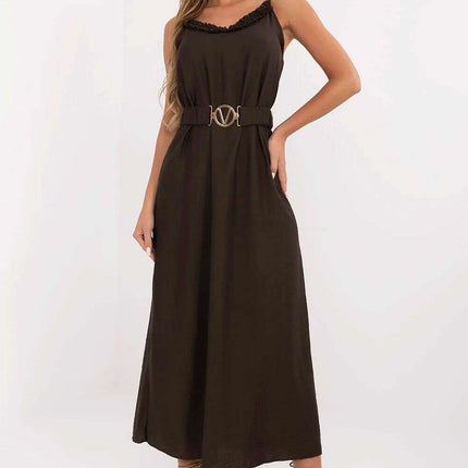 Brown Daydress Maxi Dress For Warm Days In Breathable Viscose - Très Elite