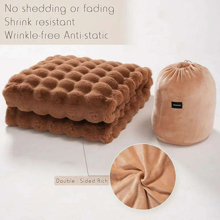 Brown Faux Rabbit Fur Cozy Throw Blanket - Luxuriously Soft 60'' X 80'' Plush Blanket - Très Elite