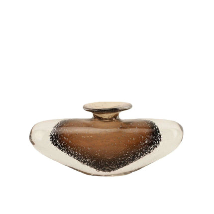 Brown Glazed Glass Vase with Bubble Pattern
