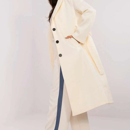 Brown Knee Length Womens Coat 211298 Polyester Elastane - Très Elite