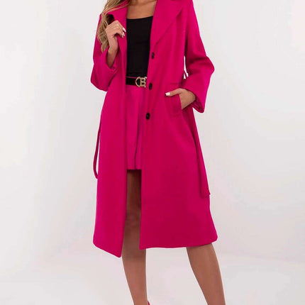 Brown Knee Length Womens Coat 211298 Polyester Elastane - Très Elite