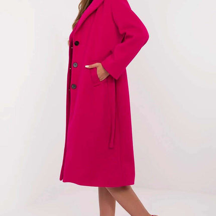 Brown Knee Length Womens Coat 211298 Polyester Elastane - Très Elite