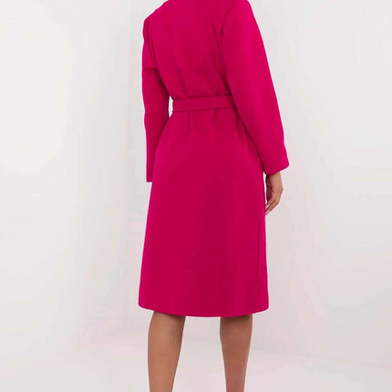 Brown Knee Length Womens Coat 211298 Polyester Elastane - Très Elite