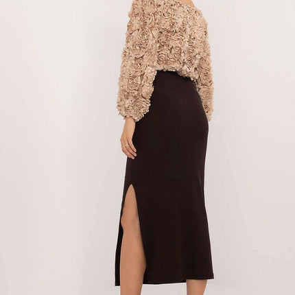 Brown Pencil Midi Skirt Model 201603 Women Casual Wear - Très Elite