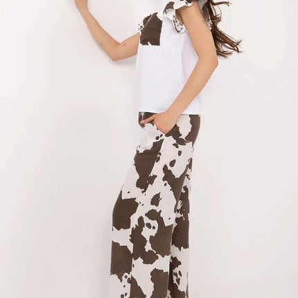 Brown Set With Blouse And Wide Leg Pants Model 212522 - Très Elite