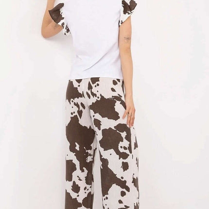 Brown Set With Blouse And Wide Leg Pants Model 212522 - Très Elite