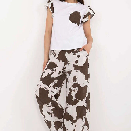 Brown Set With Blouse And Wide Leg Pants Model 212522 - Très Elite